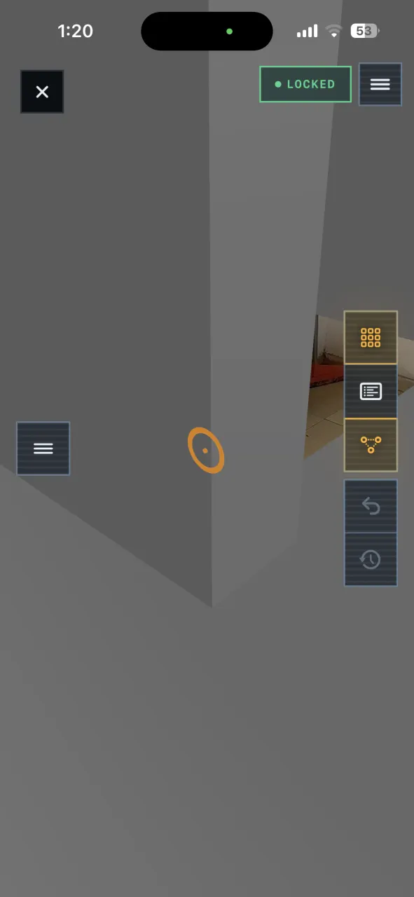 The live AR overlay on a wall on site, comparing the build against the model.